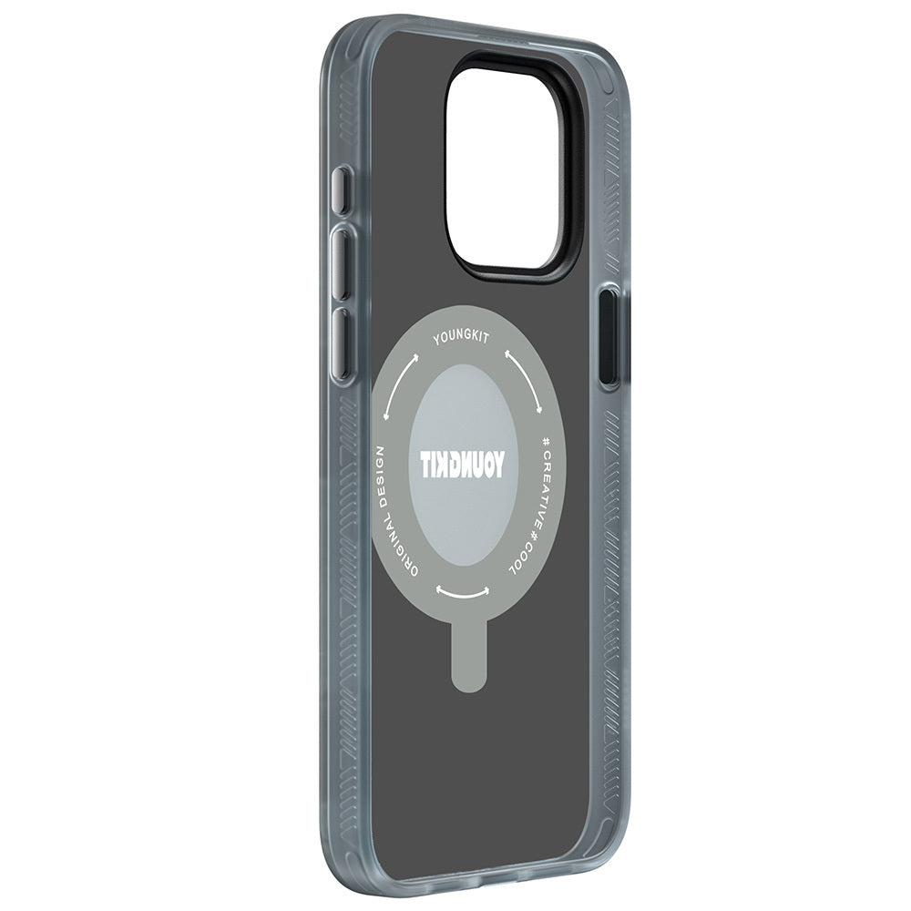 Apple iPhone 15 Pro Max Kılıf Magsafe Şarj Özellikli Youngkit 360° Standlı Technology Serisi Kapak Mavi