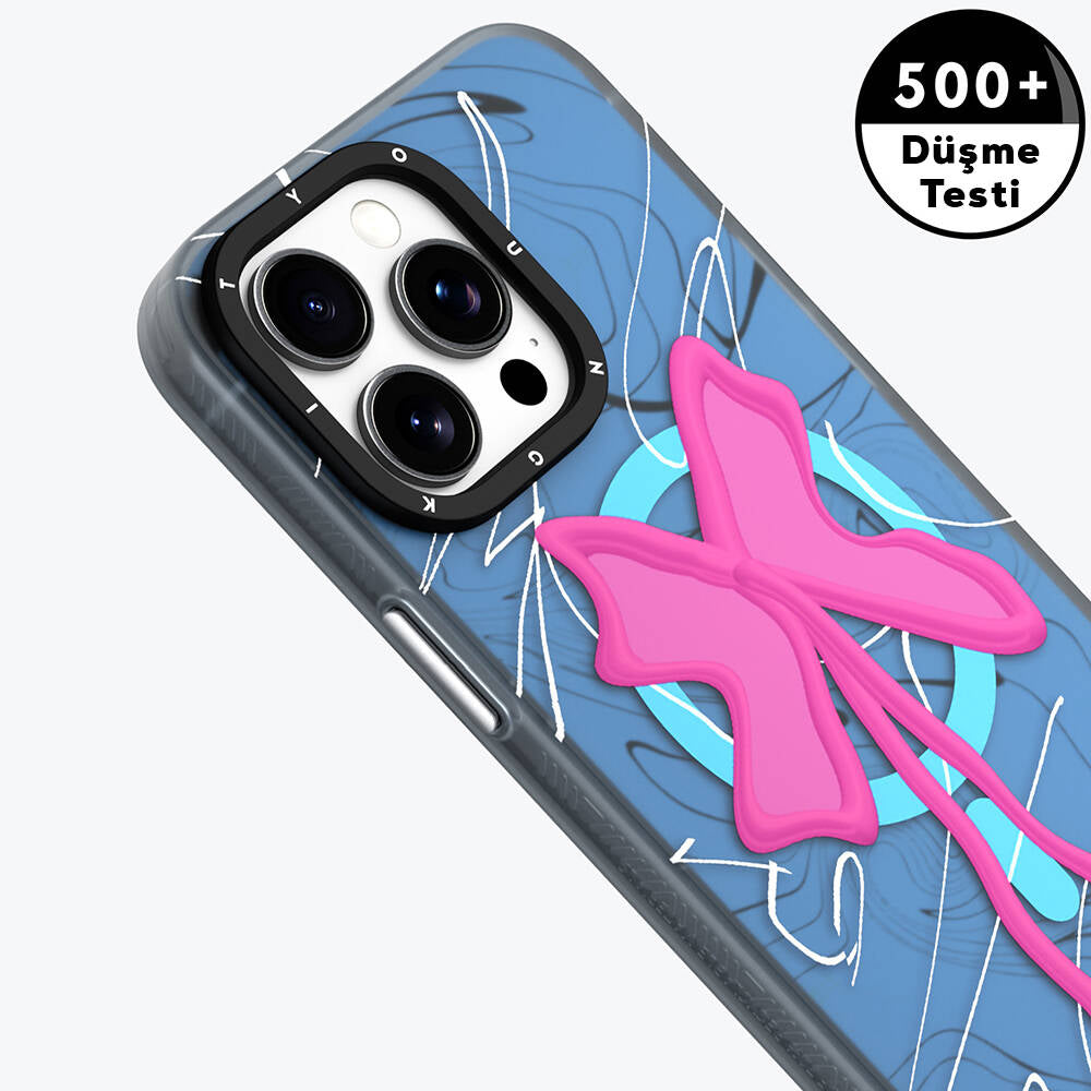 Apple iPhone 15 Pro Max Kılıf Magsafe Şarj Özellikli Youngkit Anti-Trend Serisi Kapak Mavi