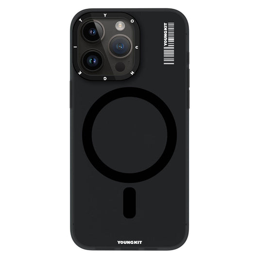 Apple iPhone 15 Pro Max Kılıf Magsafe Şarj Özellikli Youngkit Hidden Sand Serisi Kapak Siyah