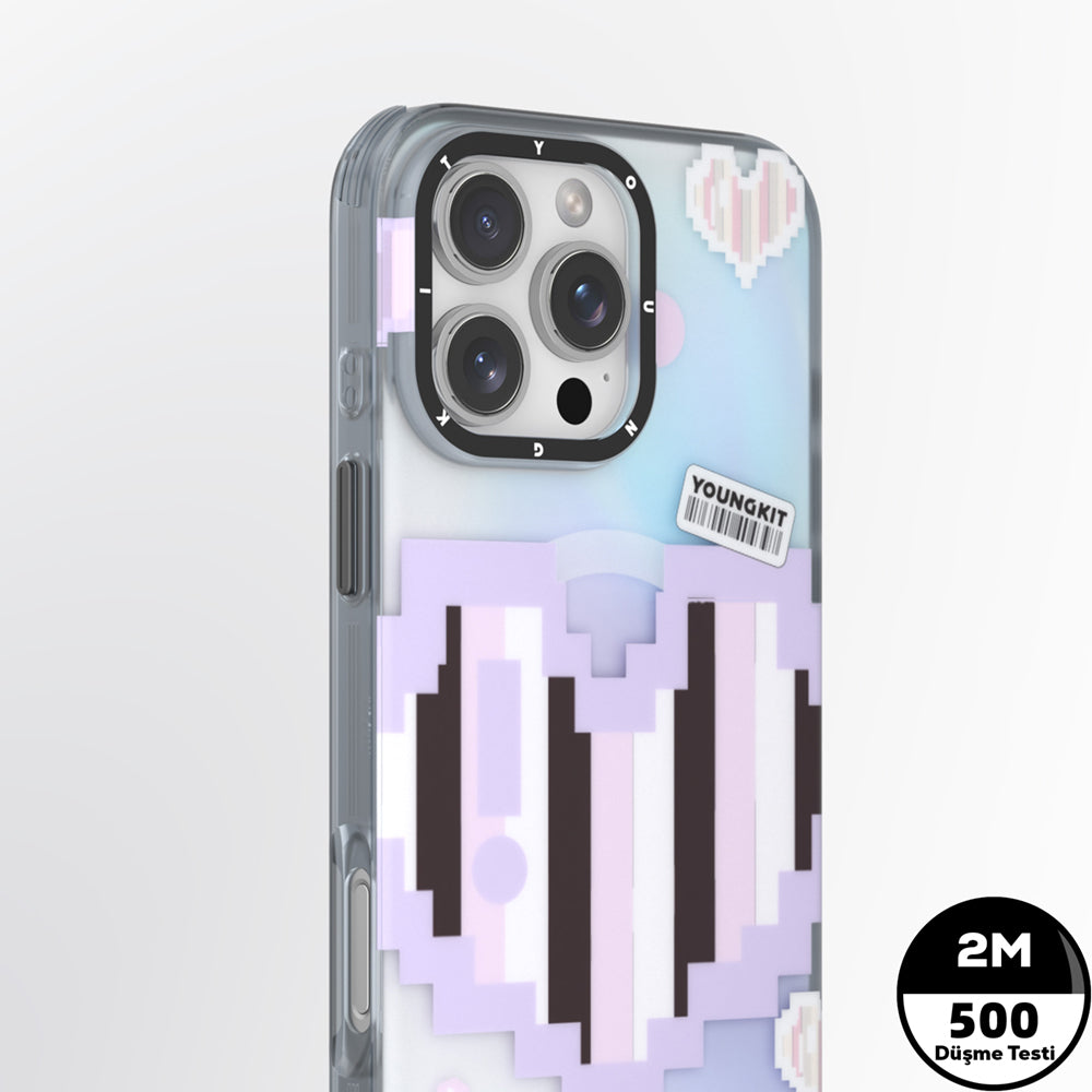 Apple iPhone 15 Pro Max Kılıf Magsafe Şarj Özellikli Youngkit Love Serisi Kapak Pembe