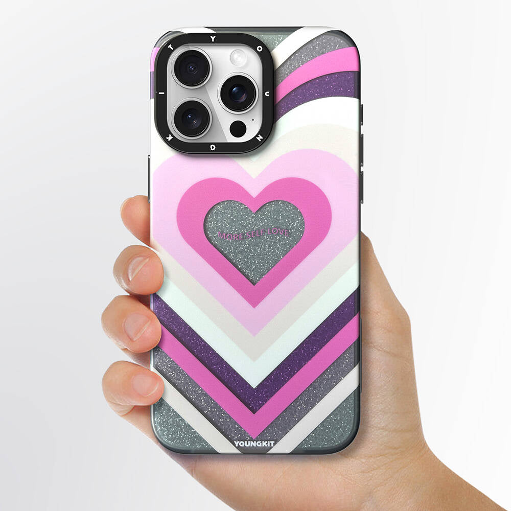 Apple iPhone 15 Pro  Max Kılıf Magsafe Şarj Özellikli Youngkit Star Dazzle Serisi Kapak Pembe