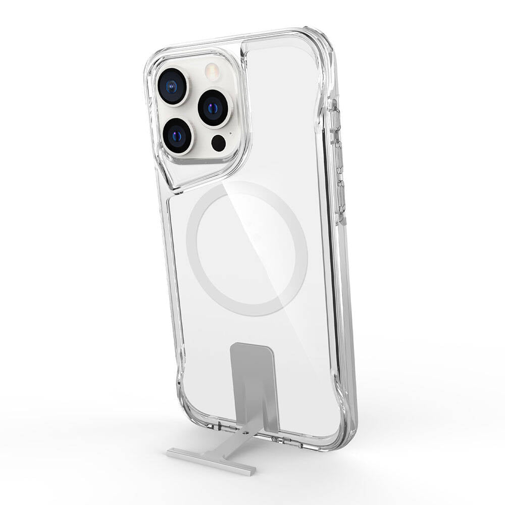 Apple iPhone 15 Pro Max Kılıf M-safe Şarj Özellikli Zore T-Max Standlı Kapak Renksiz