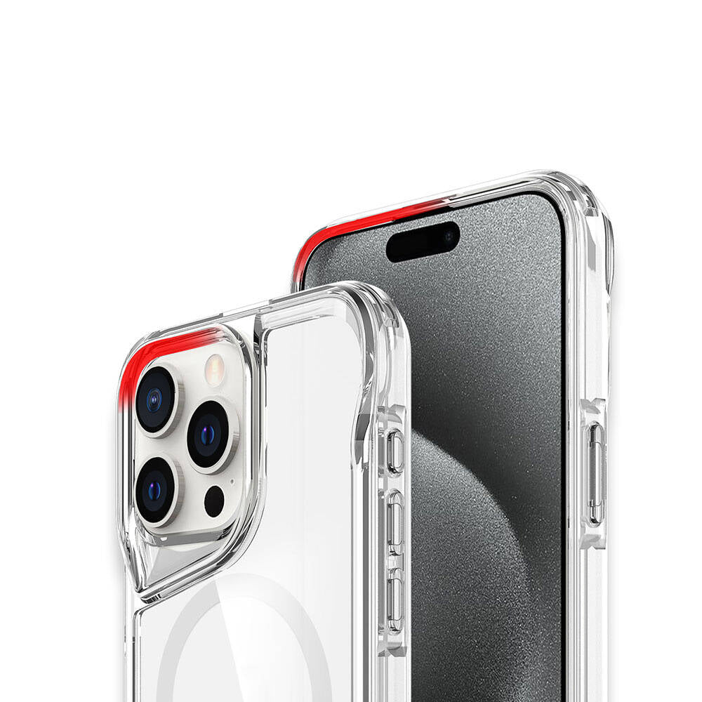 Apple iPhone 15 Pro Max Kılıf M-safe Şarj Özellikli Zore T-Max Standlı Kapak Renksiz