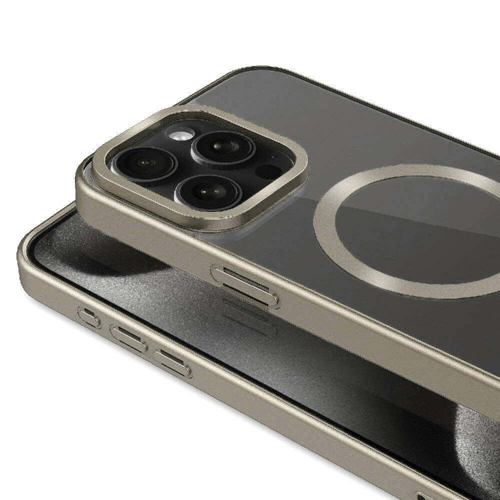 Apple iPhone 15 Pro Max Kılıf Mat Tasarımlı M-safe Wireless Şarj Özellikli Zore Mat Setro Kapak Gümüş