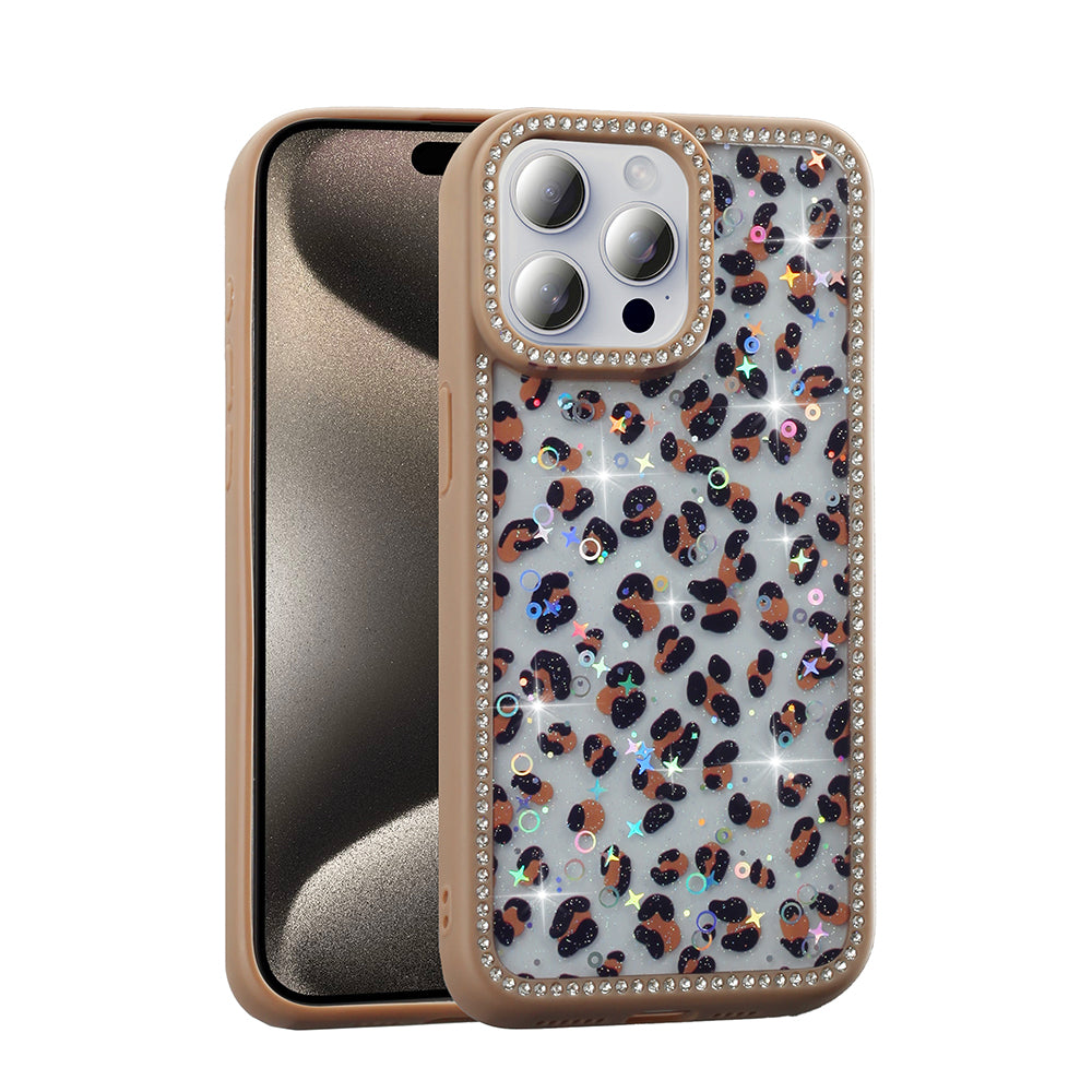 Apple iPhone 15 Pro Max Kılıf Taşlı ve Simli Tasarım Zore Azra Kapak Siyah