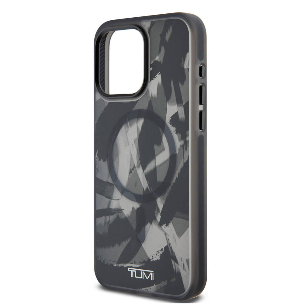 Apple iPhone 15 Pro Max Kılıf TUMI Orjinal Lisanslı Magsafe Şarj Özellikli Buzlanmış Saydam Fırça Kamuflajı Desenli Kapak Yeşil