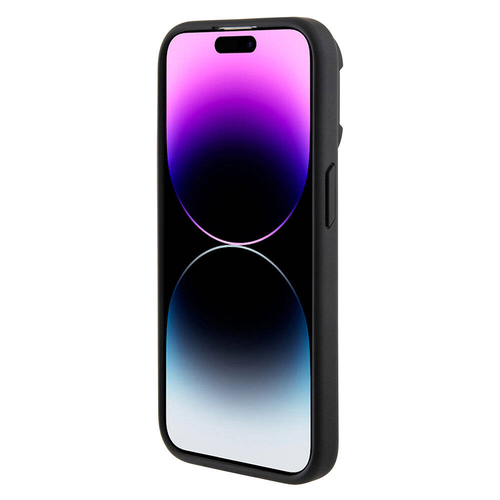 Apple iPhone 15 Pro Max Kılıf TUMI Orjinal Lisanslı Magsafe Şarj Özellikli Kamera Standlı Buzlu Mat Kapak Siyah