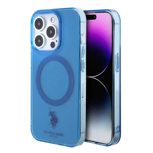 Apple iPhone 15 Pro Max Kılıf U.S. Polo Assn. Orjinal Lisanslı Magsafe Şarj Özellikli Transparan Tasarım Kapak Mavi