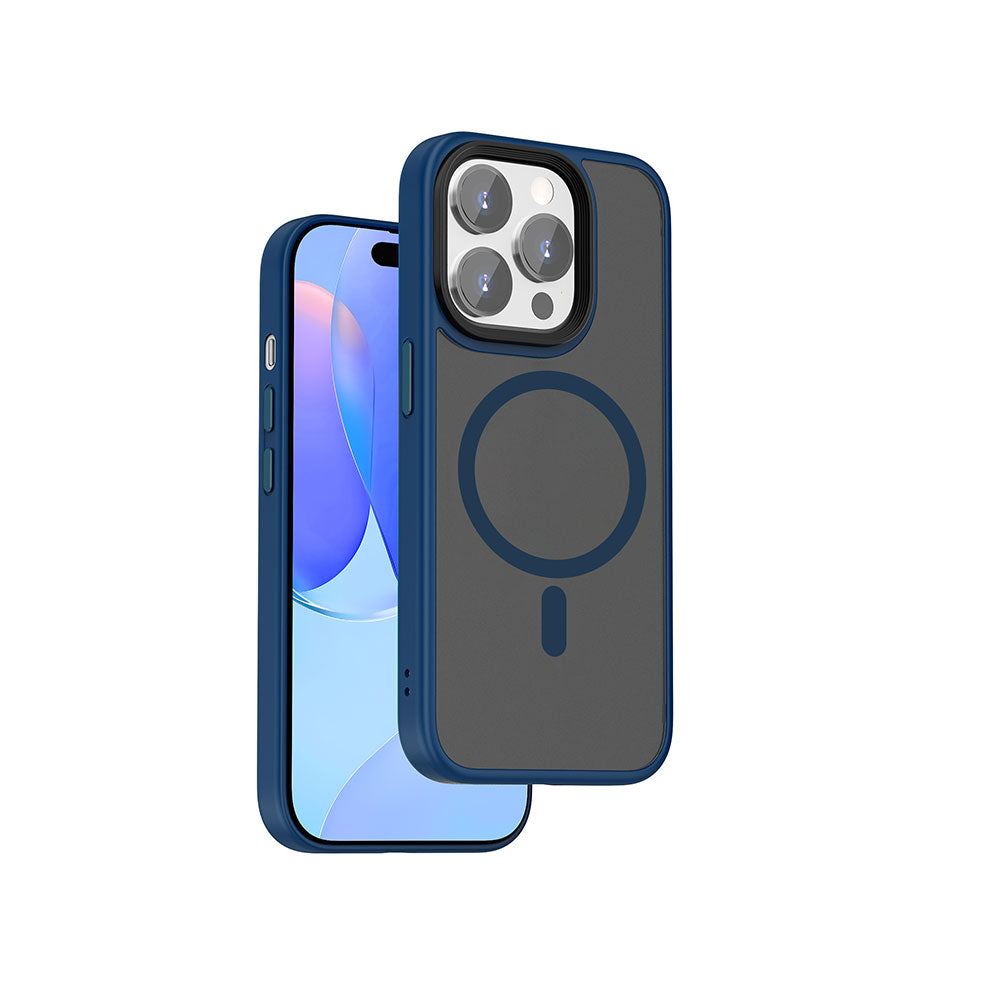 Apple iPhone 15 Pro Max Kılıf Wiwu FGG-011 Magsafe Şarj Özellikli Kamera Korumalı Kapak Mavi