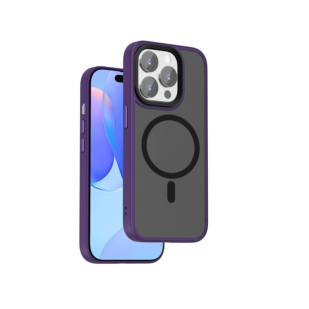 Apple iPhone 15 Pro Max Kılıf Wiwu FGG-011 Magsafe Şarj Özellikli Kamera Korumalı Kapak Mor