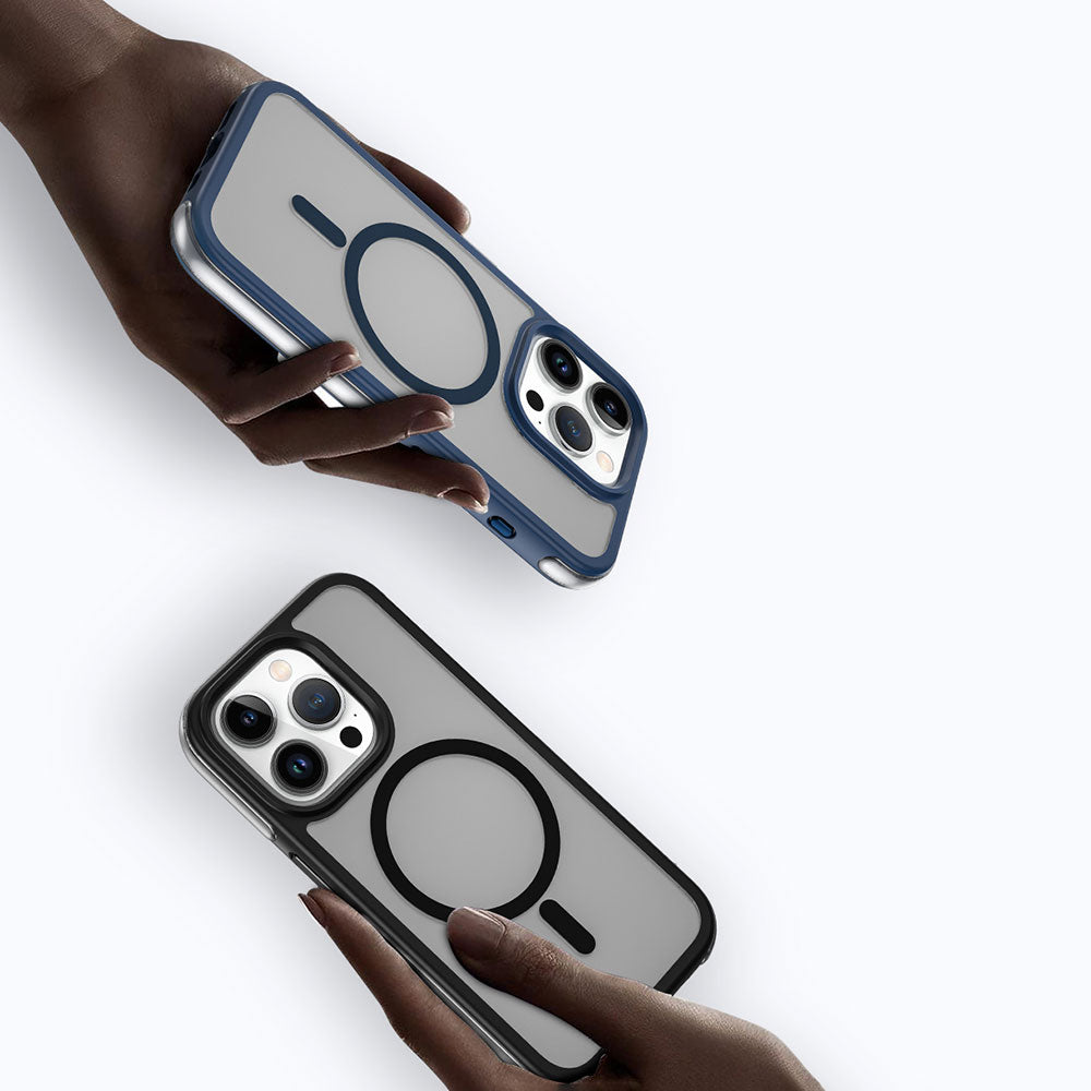 Apple iPhone 15 Pro Max Kılıf Wiwu ZKK-012 Magsafe Şarj Özellikli Air Cushion Kapak Mavi