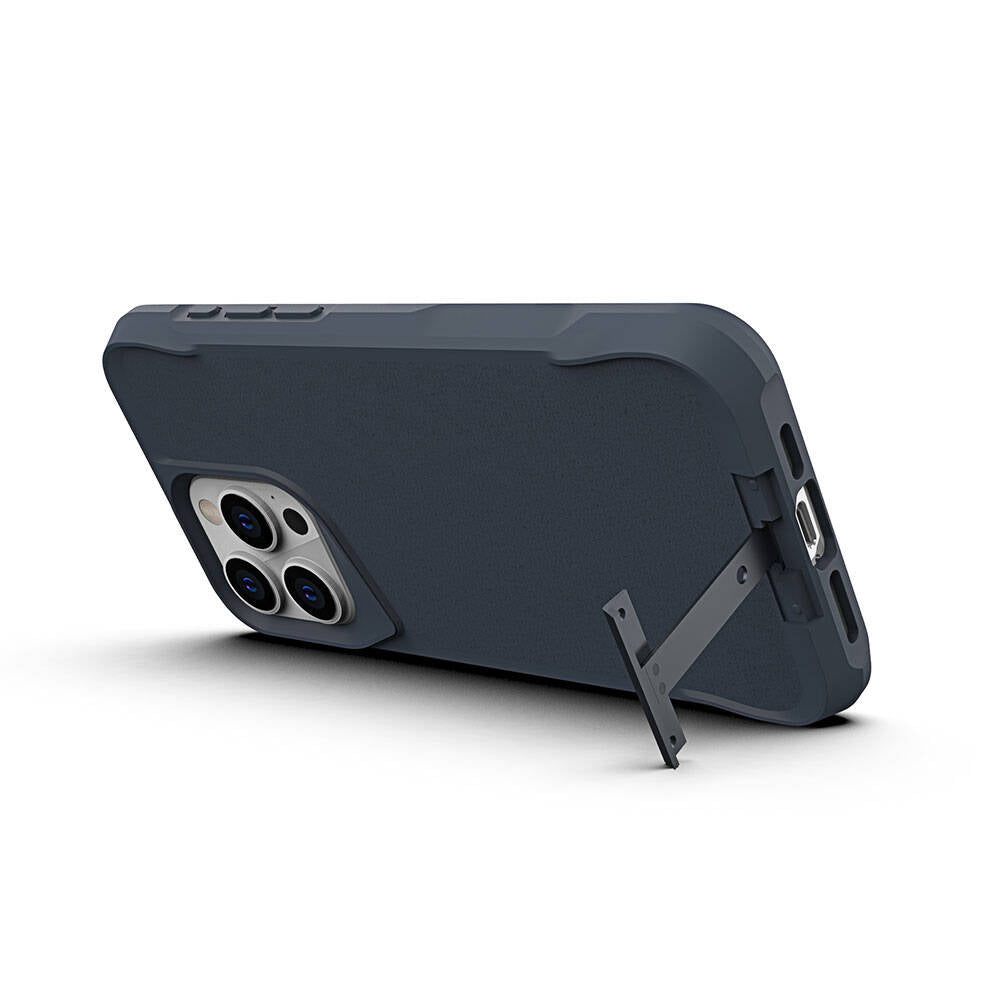 Apple iPhone 15 Pro Max Kılıf Zore Airbag Kenarlı T-Max Mat Standlı Kapak Lacivert