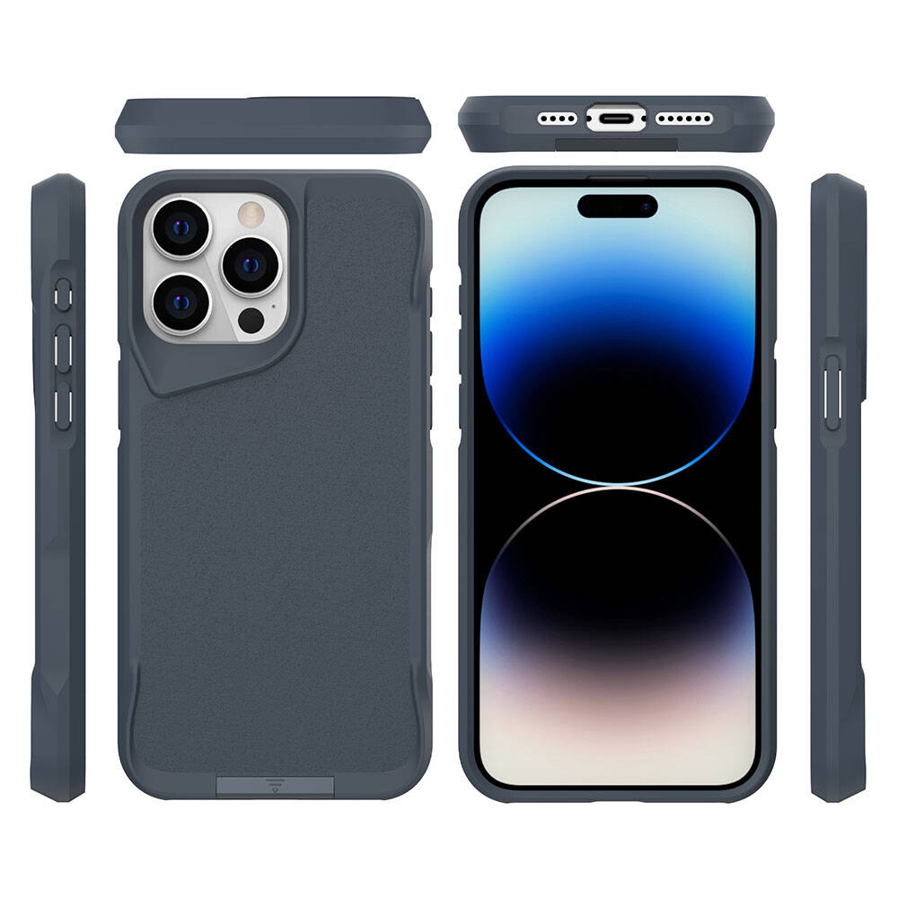 Apple iPhone 15 Pro Max Kılıf Zore Airbag Kenarlı T-Max Mat Standlı Kapak Siyah