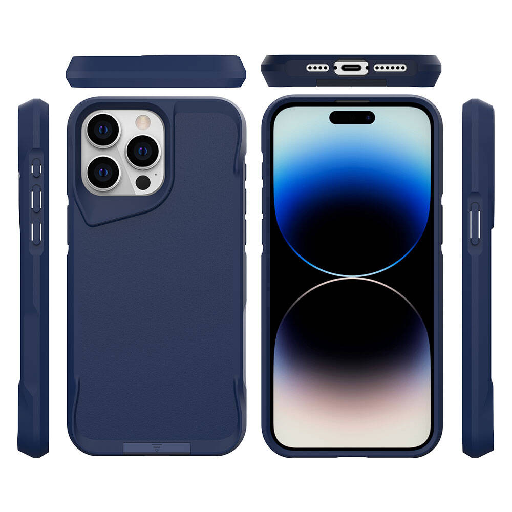 Apple iPhone 15 Pro Max Kılıf Zore Airbag Kenarlı T-Max Mat Standlı Kapak Gri