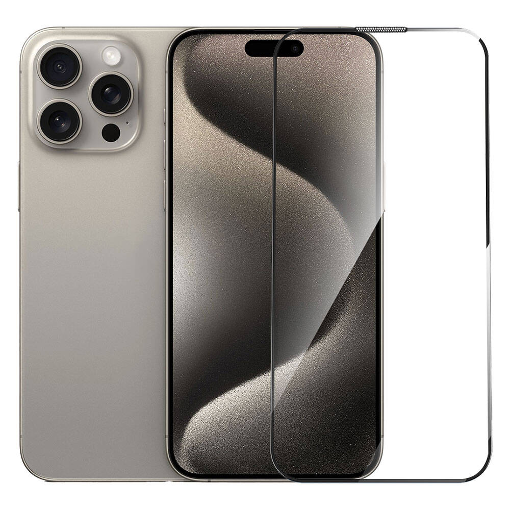 Apple iPhone 15 Pro Max Wiwu GT-010 Anti-Reflective Polimer Oleofobik Kaplama Ultra İnce Temperli Cam Ekran Koruyucu Siyah