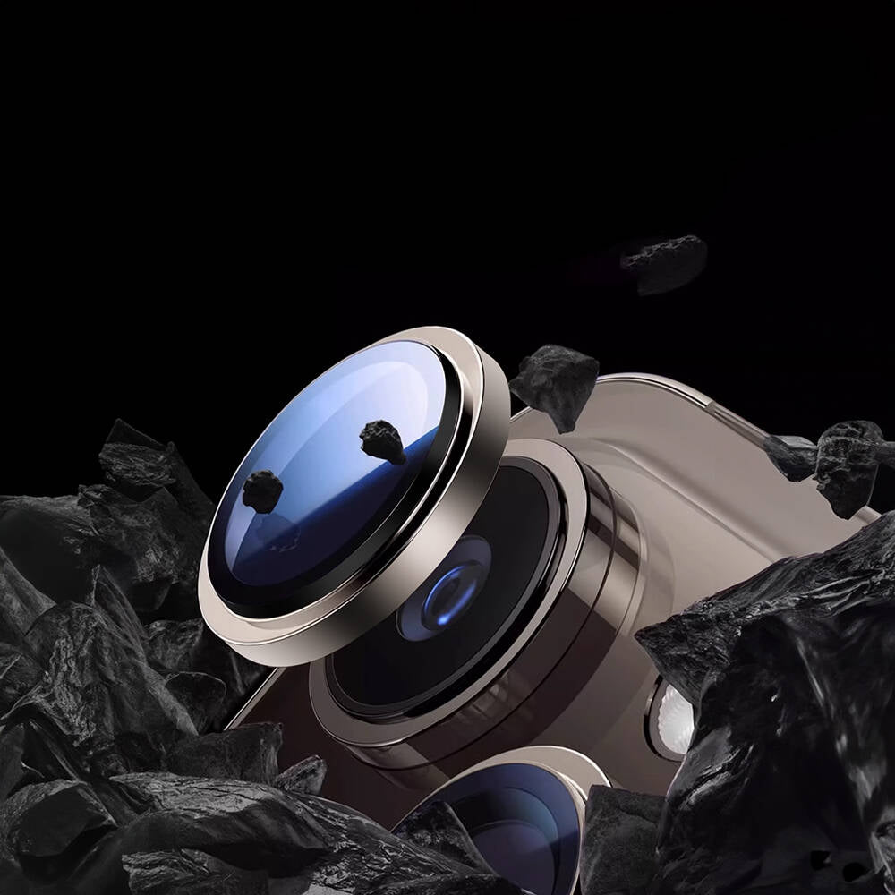 Apple iPhone 15 Pro Max Wiwu LG-004 PVD Lens Guard Metal Kamera Lens Koruyucu Beyaz