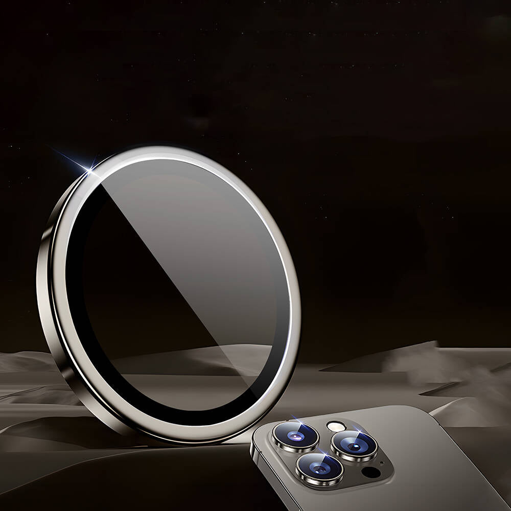 Apple iPhone 15 Pro Wiwu LG-003 Lens Guard Çizilmeye Karşı Dayanıklı Safir Kamera Lens Koruyucu Titanyum-Beyaz