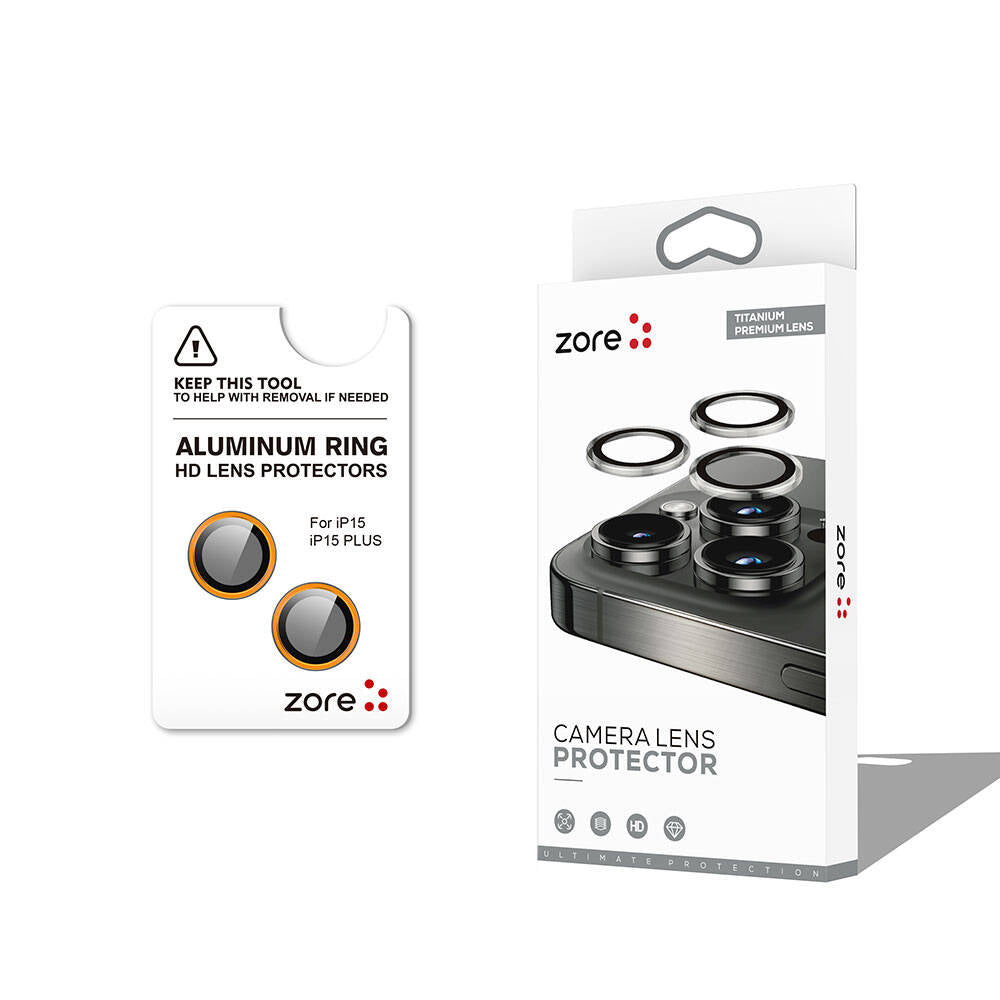 Apple iPhone 15 Zore CL-12 Premium Safir Parmak İzi Bırakmayan Anti-Reflective Kamera Lens Koruyucu Turuncu