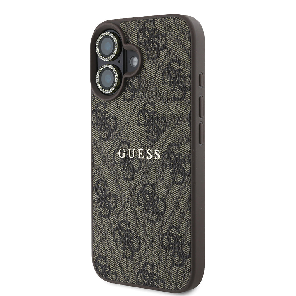 Apple iPhone 16 Guess Orjinal Lisanslı Kılıf + Ekran Koruyucu + Lens Koruyucu 3in1 Aksesuar Seti Kahverengi