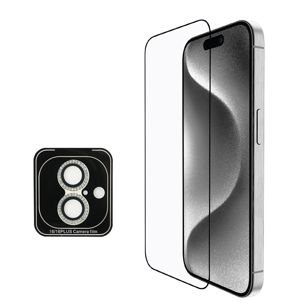 Apple iPhone 16 Guess Orjinal Lisanslı Kılıf + Ekran Koruyucu + Lens Koruyucu 3in1 Aksesuar Seti Pembe