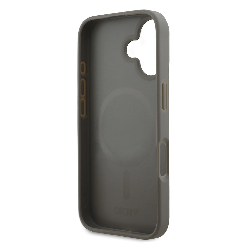 Apple iPhone 16 Kılıf DKNY Orjinal Lisanslı Magsafe Şarj Özellikli 3D Yazılı Checkered Pattern Kapak Siyah