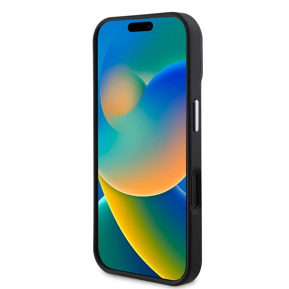 Apple iPhone 16 Kılıf Guess Orjinal Lisanslı Magsafe Şarj Özellikli Grained Triangle Kapak Kahverengi