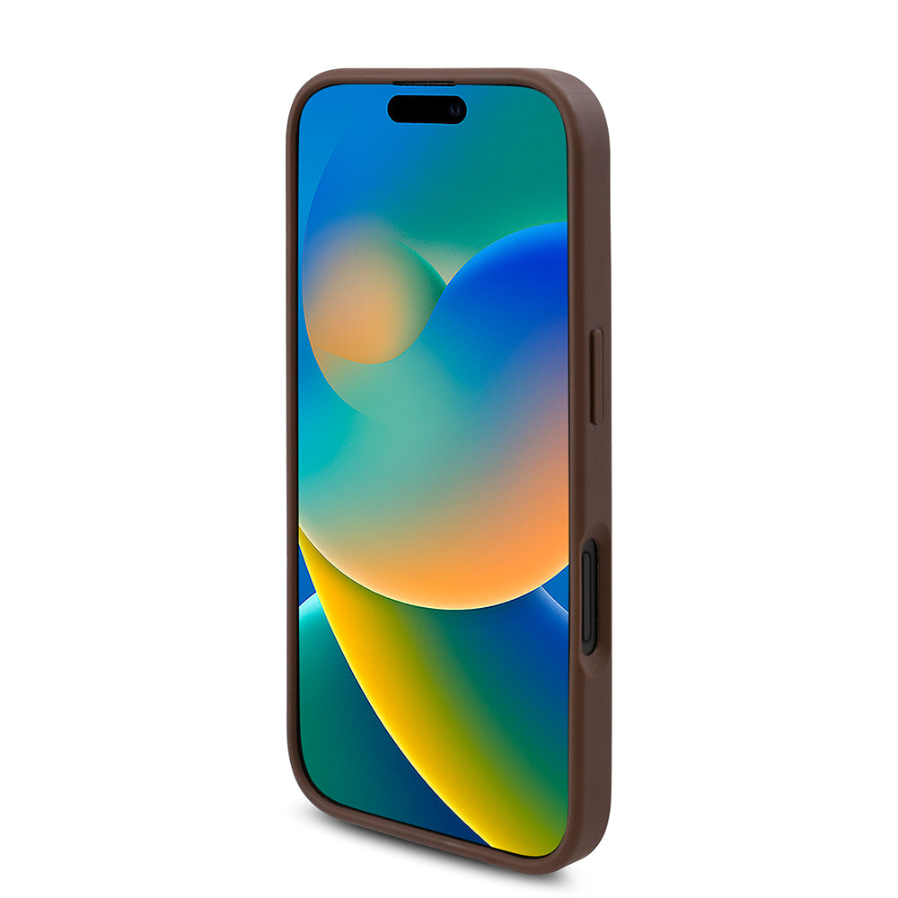 Apple iPhone 16 Kılıf Guess Orjinal Lisanslı Magsafe Şarj Özellikli Gül Baskılı 4G Desenli Yazı Logolu Kapak Kahverengi