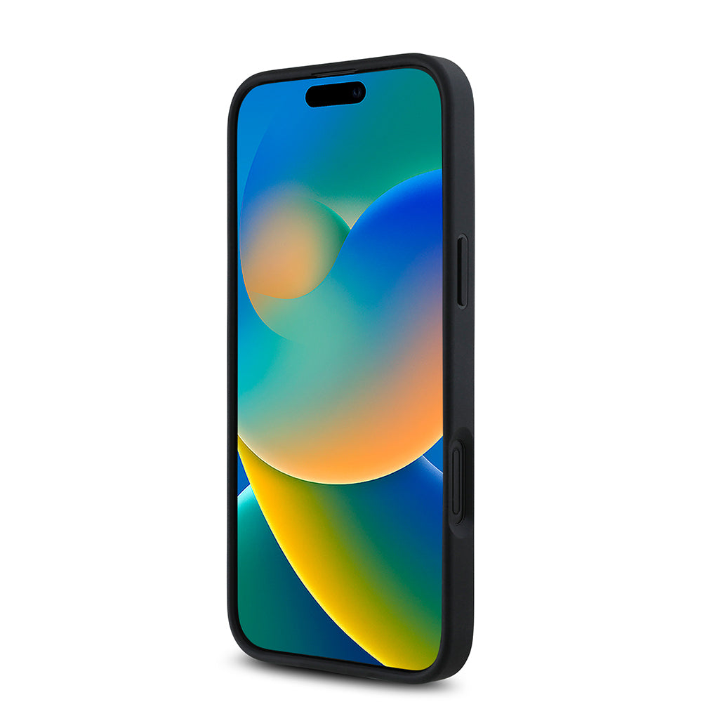 Apple iPhone 16 Kılıf Guess Orjinal Lisanslı Magsafe Şarj Özellikli Gül Baskılı 4G Desenli Yazı Logolu Kapak Siyah