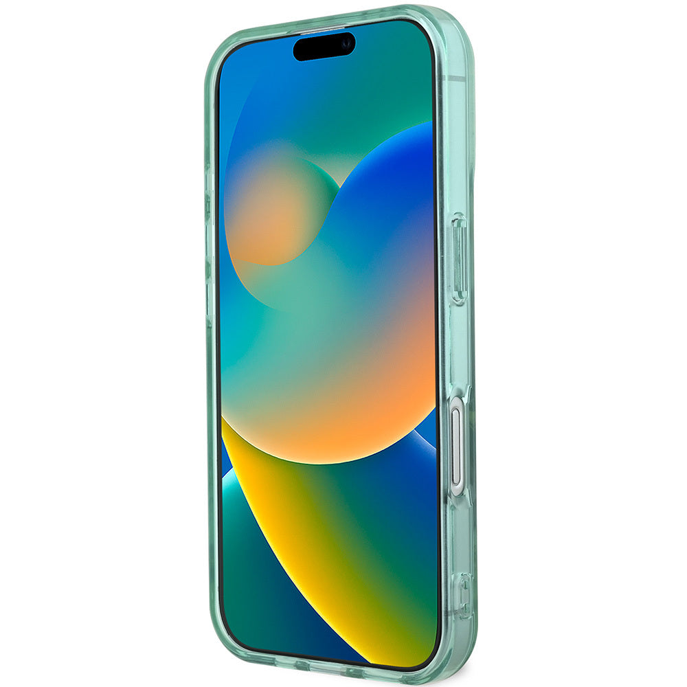 Apple iPhone 16 Kılıf Guess Orjinal Lisanslı Magsafe Şarj Özellikli IML Baskılı Jungle Ring Kapak Yeşil