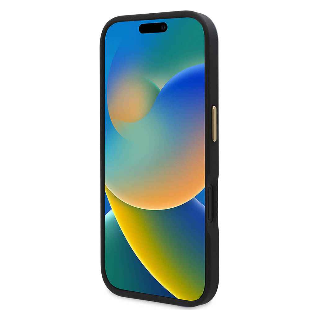 Apple iPhone 16 Kılıf Guess Orjinal Lisanslı Magsafe Şarj Özellikli PU 4G Desenli Metal Plaka Klasik Logolu Kapak Kahverengi