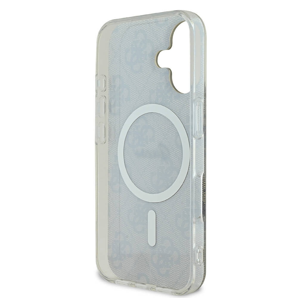 Apple iPhone 16 Kılıf Guess Orjinal Lisanslı Magsafe Şarj Özellikli Yazı Logolu 4G Desenli Kapak Pembe