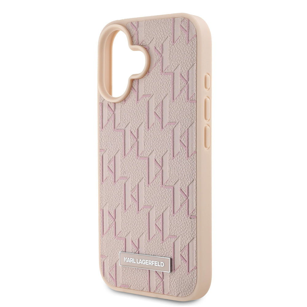 Apple iPhone 16 Kılıf Karl Lagerfeld Orjinal Lisanslı Magsafe Şarj Özellikli KL Yazılı Hot Stamp Kapak Siyah