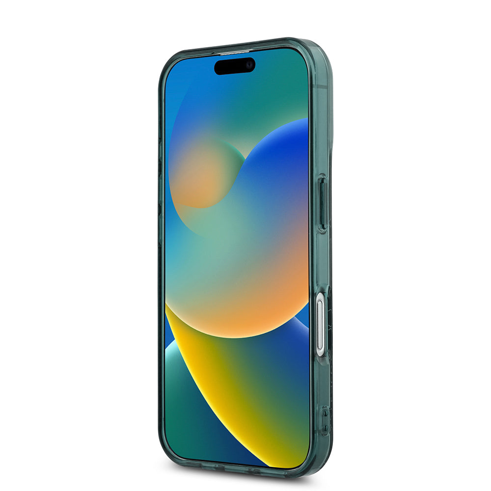 Apple iPhone 16 Kılıf Lacoste Orjinal Lisanslı Magsafe Şarj Özellikli IML Baskılı Gümüş Timsah Logolu Monogram Kapak Lacivert