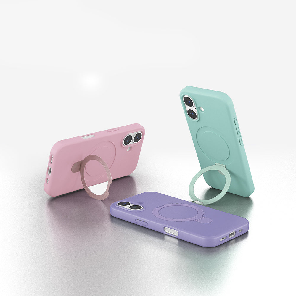 Apple iPhone 16 Kılıf M-safe Şarj Özellikli Standlı Zore Samara Kapak Lacivert