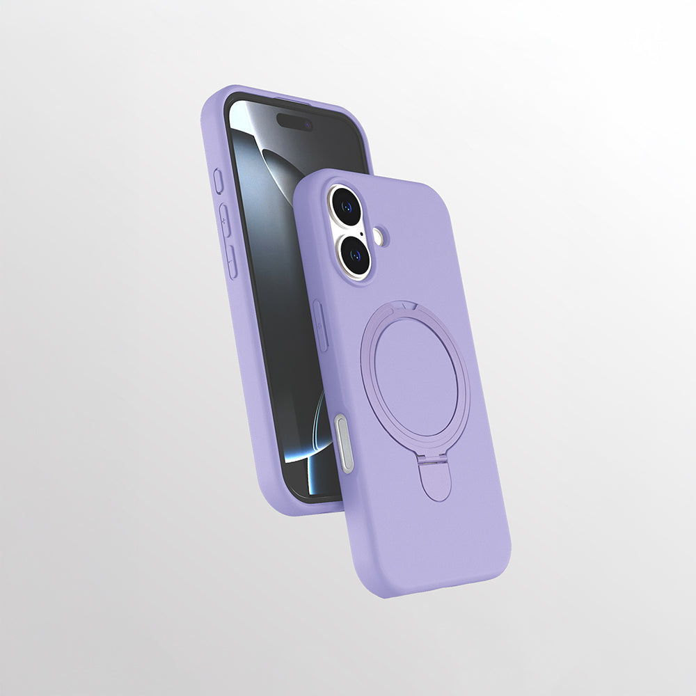 Apple iPhone 16 Kılıf M-safe Şarj Özellikli Standlı Zore Samara Kapak Lacivert