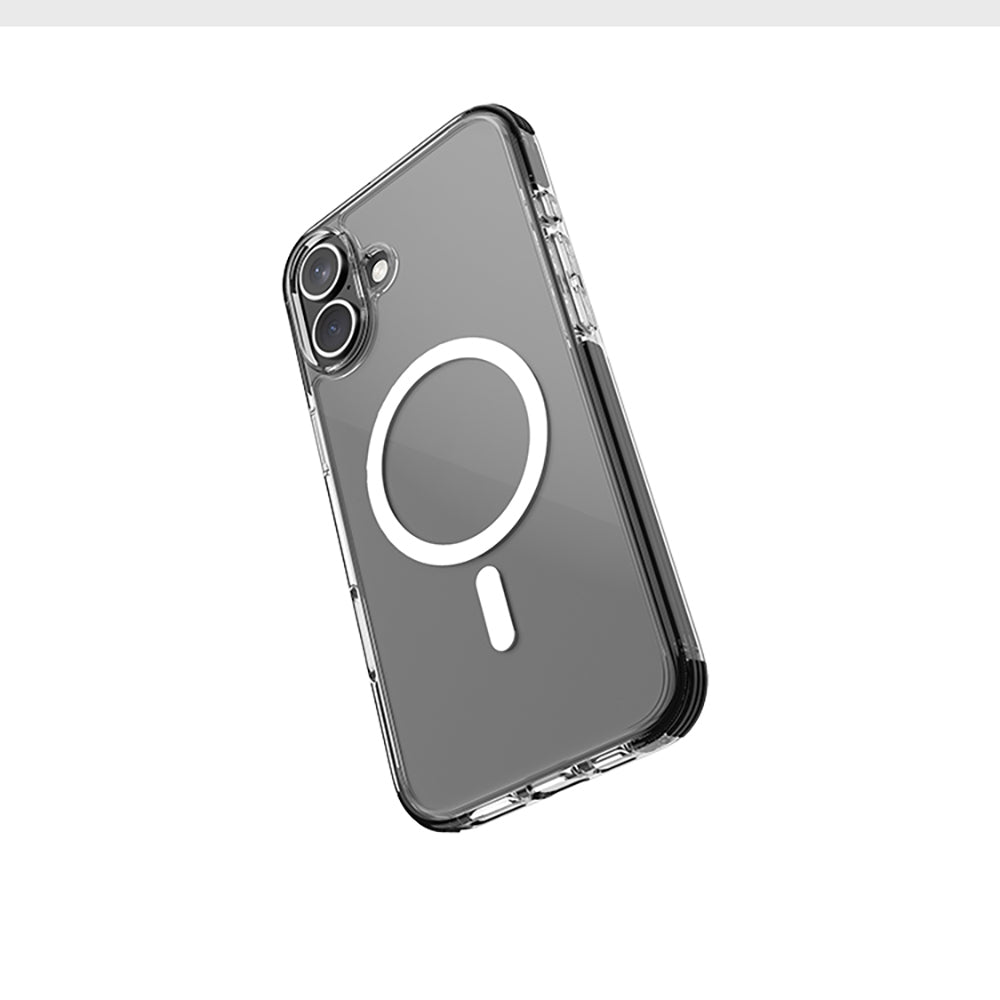 Apple iPhone 16 Kılıf Magsafe Şarj Özellikli Airbag Tasarımlı Raptic Clear Serisi Şeffaf Kapak Siyah