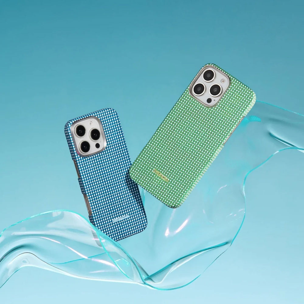 Apple iPhone 16 Kılıf Magsafe Şarj Özellikli Aramid Fiber Pitaka Ultra-Slim Classic Serisi Ocean Blue Kapak Mavi