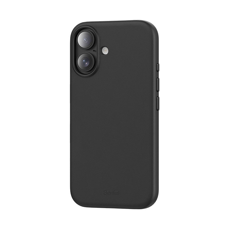 Apple iPhone 16 Kılıf Magsafe Şarj Özellikli Çizilmeye Dayanıklı Benks VitaPro Serisi PU Deri Kapak Gri