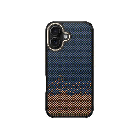 Apple iPhone 16 Kılıf M-safe Şarj Özellikli Karbon Fiber Görünümlü Zore Antina Kapak Mavi