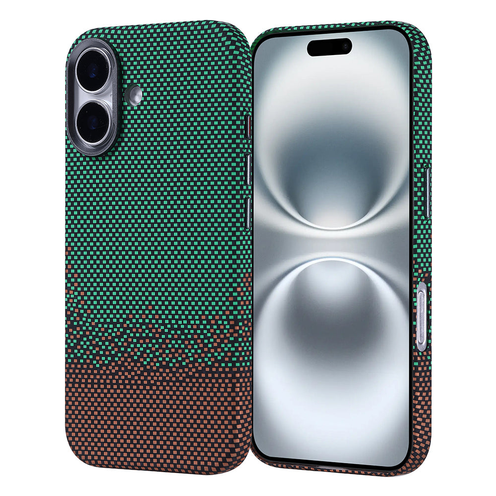 Apple iPhone 16 Kılıf M-safe Şarj Özellikli Karbon Fiber Görünümlü Zore Nekst Kapak Yeşil