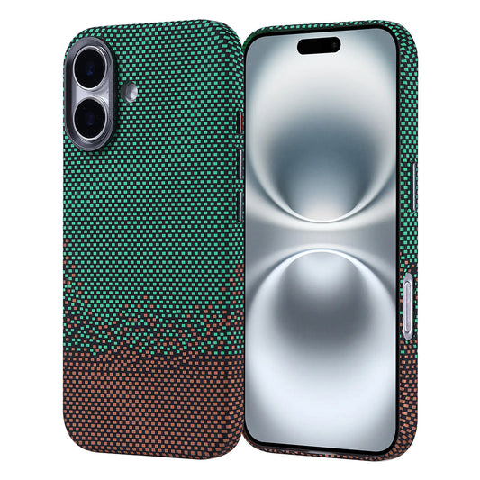 Apple iPhone 16 Kılıf M-safe Şarj Özellikli Karbon Fiber Görünümlü Zore Nekst Kapak Yeşil