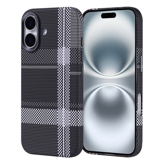 Apple iPhone 16 Kılıf M-safe Şarj Özellikli Karbon Fiber Görünümlü Zore Nekst Kapak Gri-Siyah