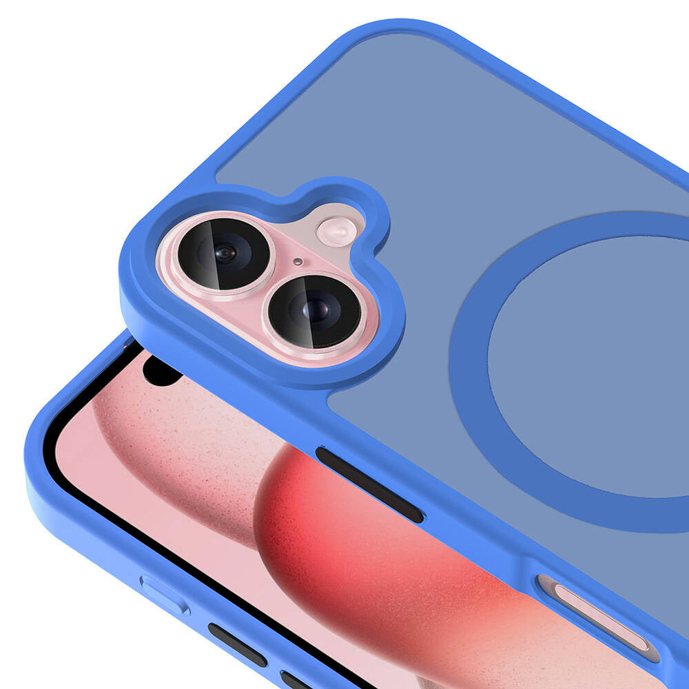 Apple iPhone 16 Kılıf M-safe Şarj Özellikli Mat Arka Yüzey Zore Sio Kapak Mavi