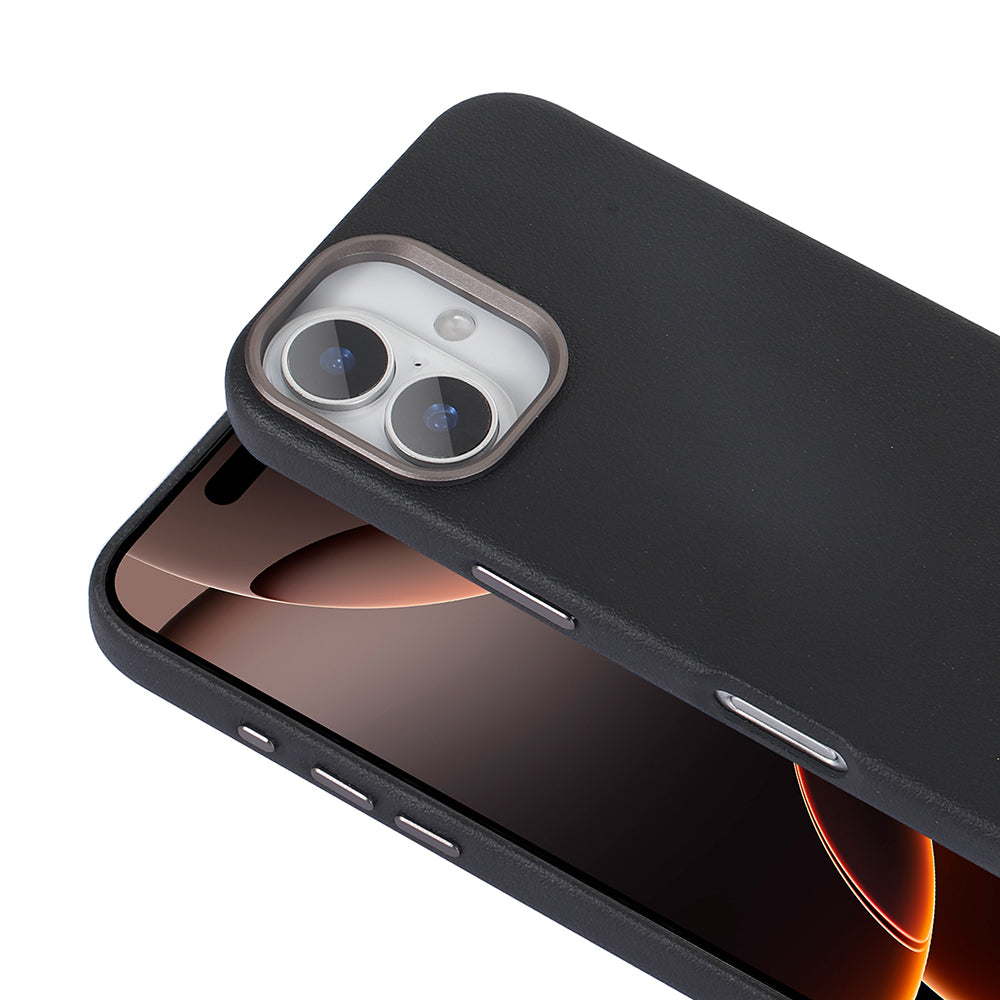 Apple iPhone 16 Kılıf M-safe Şarj Özellikli PU Deri Zore Adora Kapak Siyah
