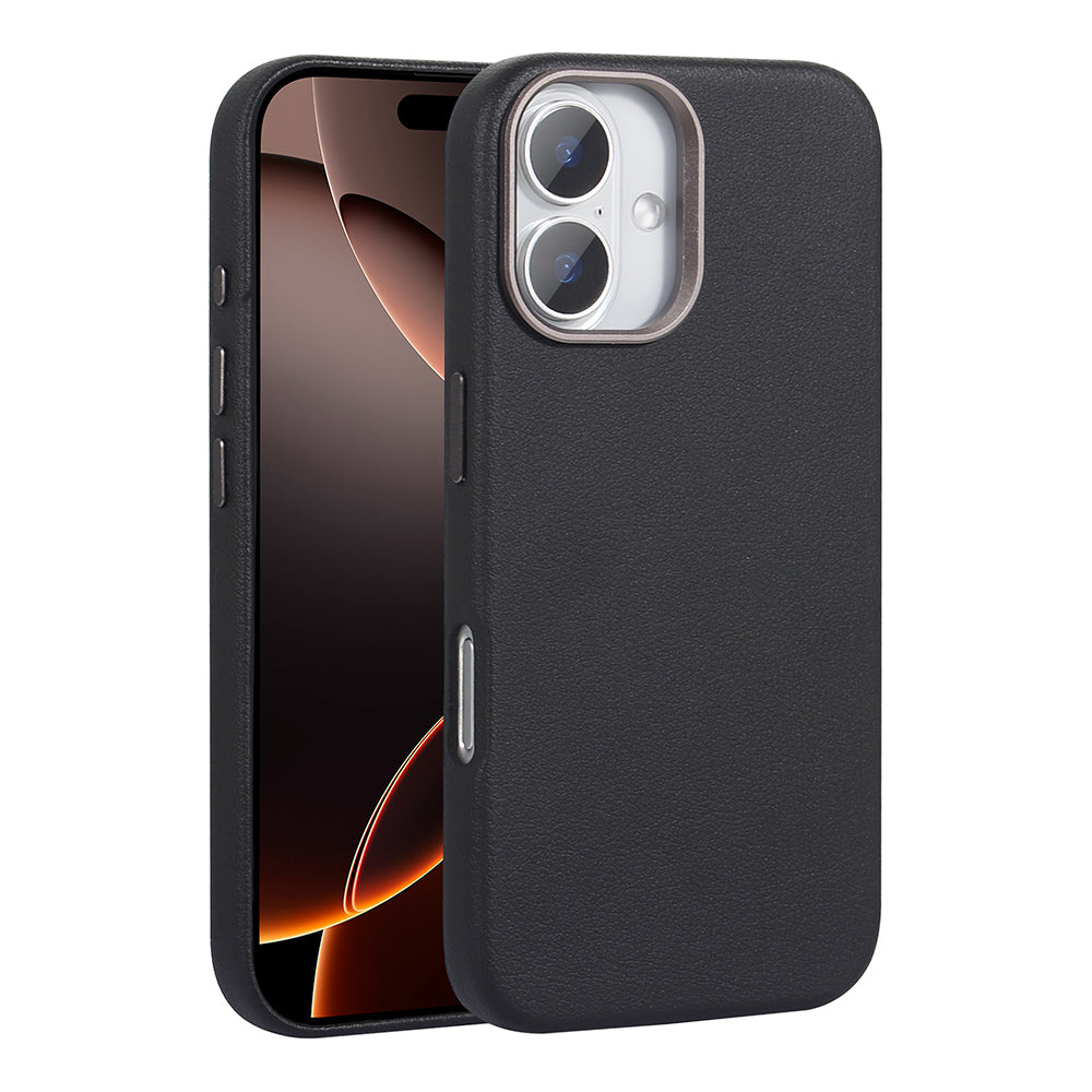 Apple iPhone 16 Kılıf M-safe Şarj Özellikli PU Deri Zore Adora Kapak Siyah