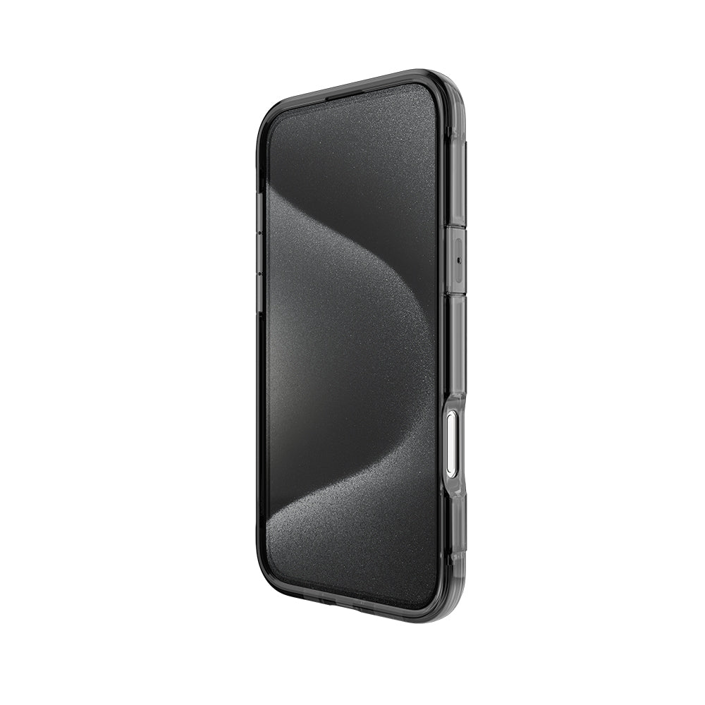 Apple iPhone 16 Kılıf Magsafe Şarj Özellikli Raptic Air Serisi Airbag Tasarımlı Metal Köşelikli Şeffaf Kapak Siyah