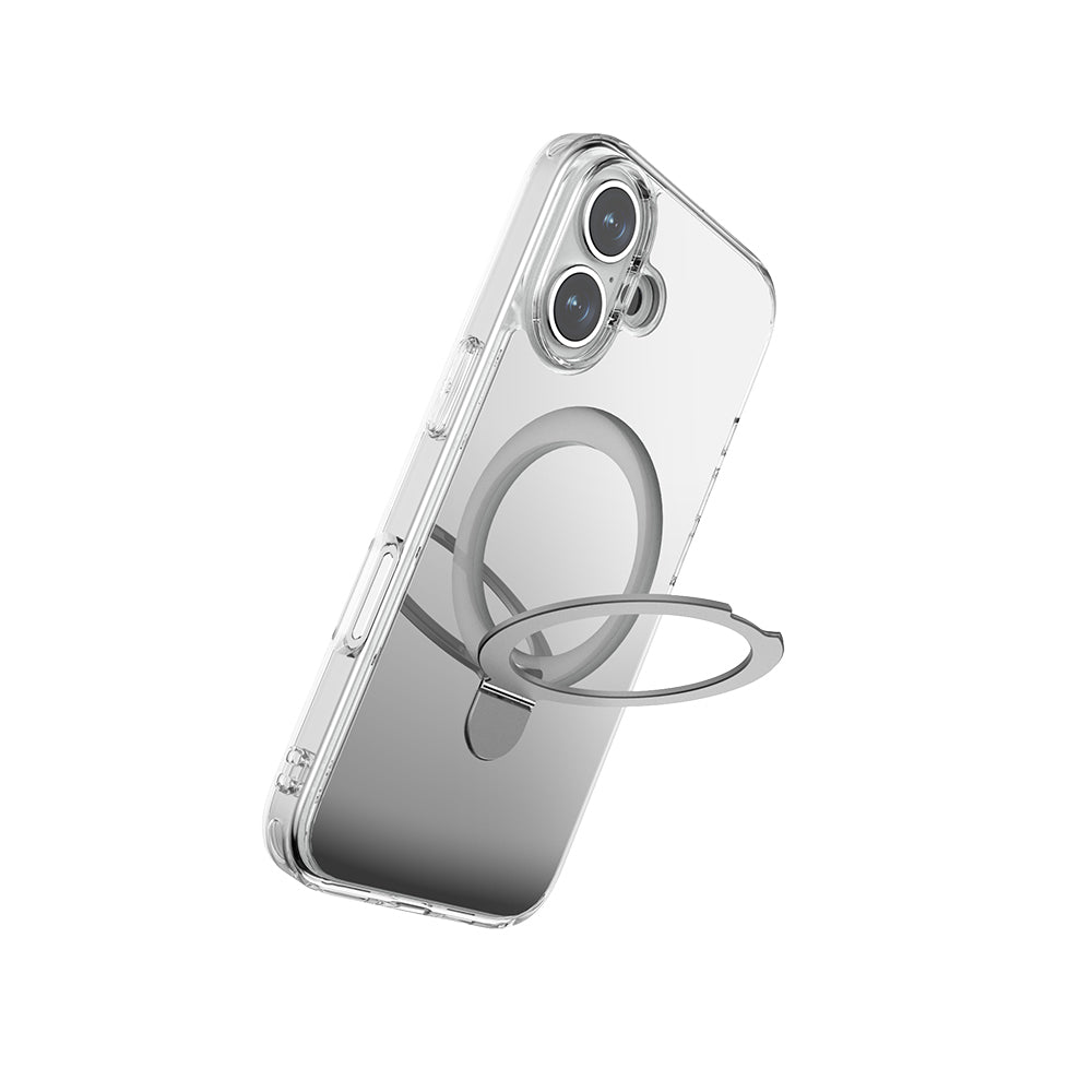 Apple iPhone 16 Kılıf Magsafe Şarj Özellikli Raptic Air Stand Serisi Aynalı Arka Yüzey Standlı Kapak Gri