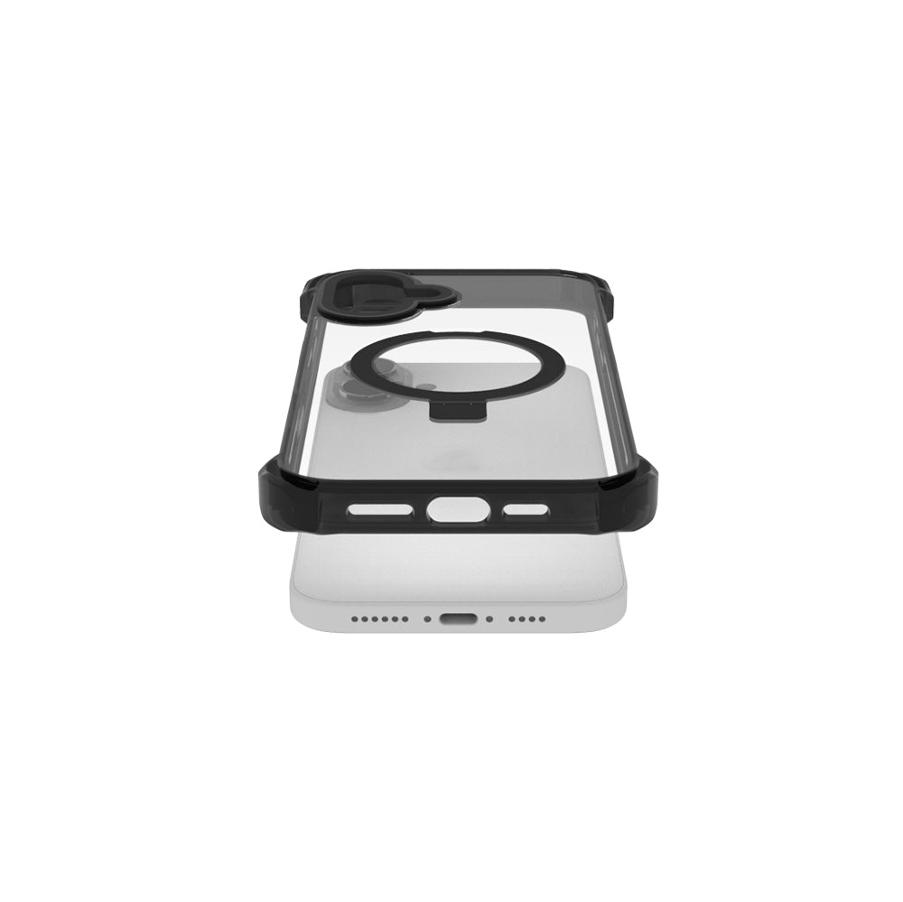 Apple iPhone 16 Kılıf Magsafe Şarj Özellikli Raptic Dual Serisi Şeffaf Standlı Kapak Siyah
