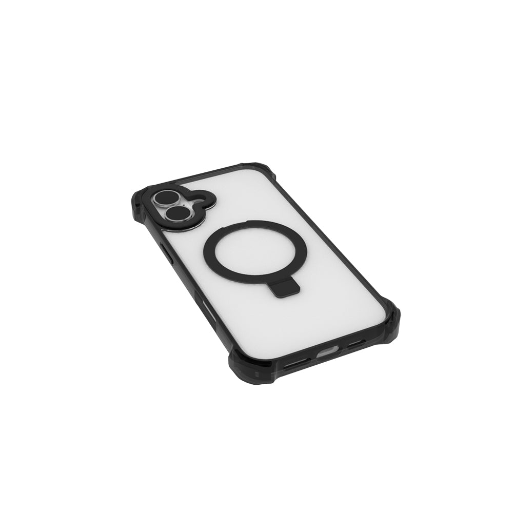 Apple iPhone 16 Kılıf Magsafe Şarj Özellikli Raptic Dual Serisi Şeffaf Standlı Kapak Siyah