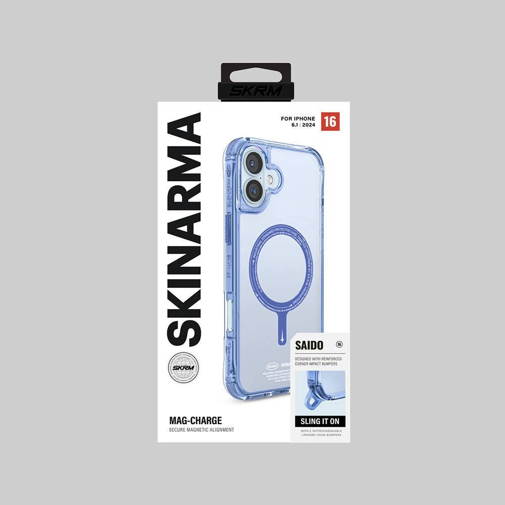 Apple iPhone 16 Kılıf Magsafe Şarj Özellikli Şeffaf Airbag Tasarımlı Skinarma Saido Kapak Şeffaf